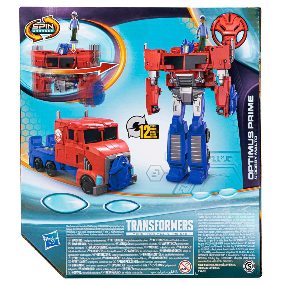 Transformers EarthSpark Spin Changer Optimus Prime Action Figure with Robby Malto Figure - Image 8