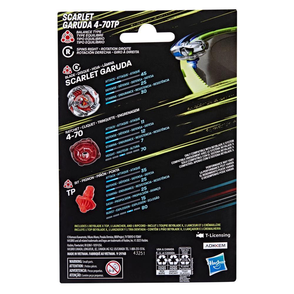 Beyblade X Scarlet Garuda 4-70TP BX Starter Pack Set with Balance Type Top Launcher Ages 8