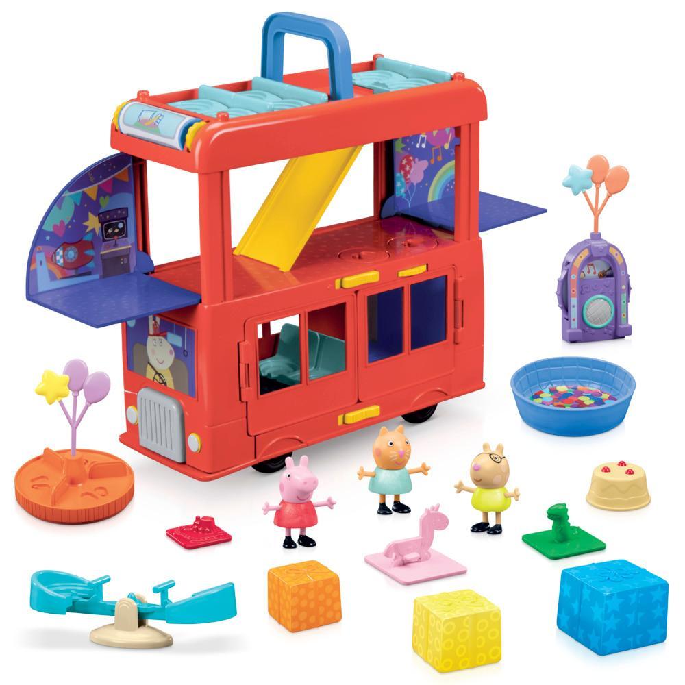 Peppa Pig Toys Peppas 2-in-1 Party Bus Playset with 3 Figures Preschool Toys for 3 - Image 6