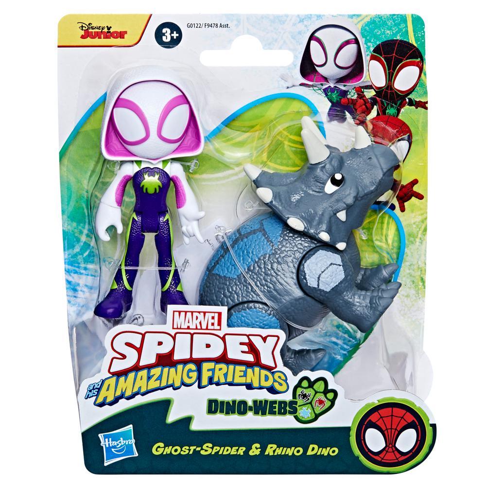 Marvel Spidey and His Amazing Friends Dino-Webs Ghost-Spider Rhino Dino Action Figures - Image 2