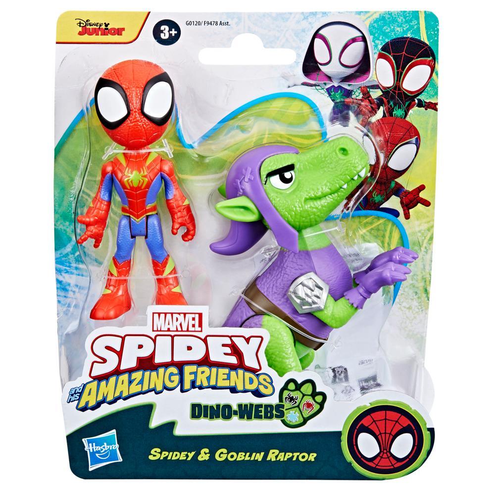 Marvel Spidey and His Amazing Friends Dino-Webs Spidey and Goblin Raptor Action Figures - Image 2