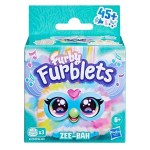 Furby Furblets Zee-Bah Mini Friend Electronic Plush Toys for Girls  Boys 6 Rainbow Zebra Speaks Furbish  Plays Music Series 4